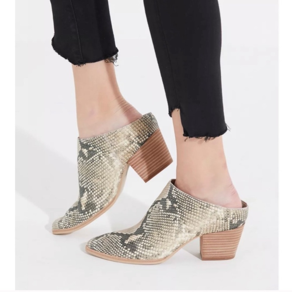 Dolce Vita Raven Roya Snakeskin Mule Grey 7